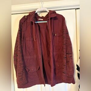 Women’s Burgundy Hooded Jacket